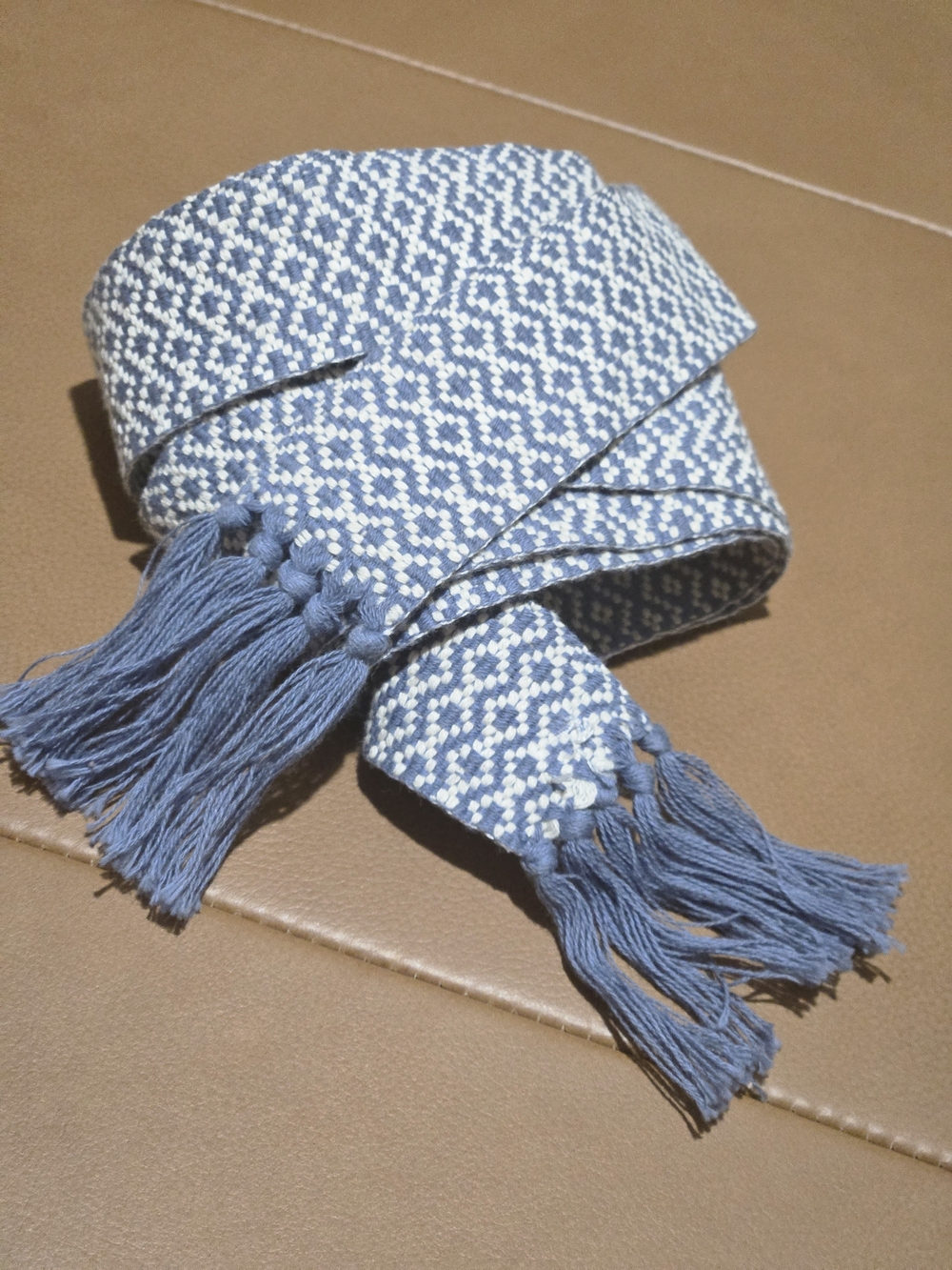 Vintage Woven Blue & White Decorative Fringe Belt